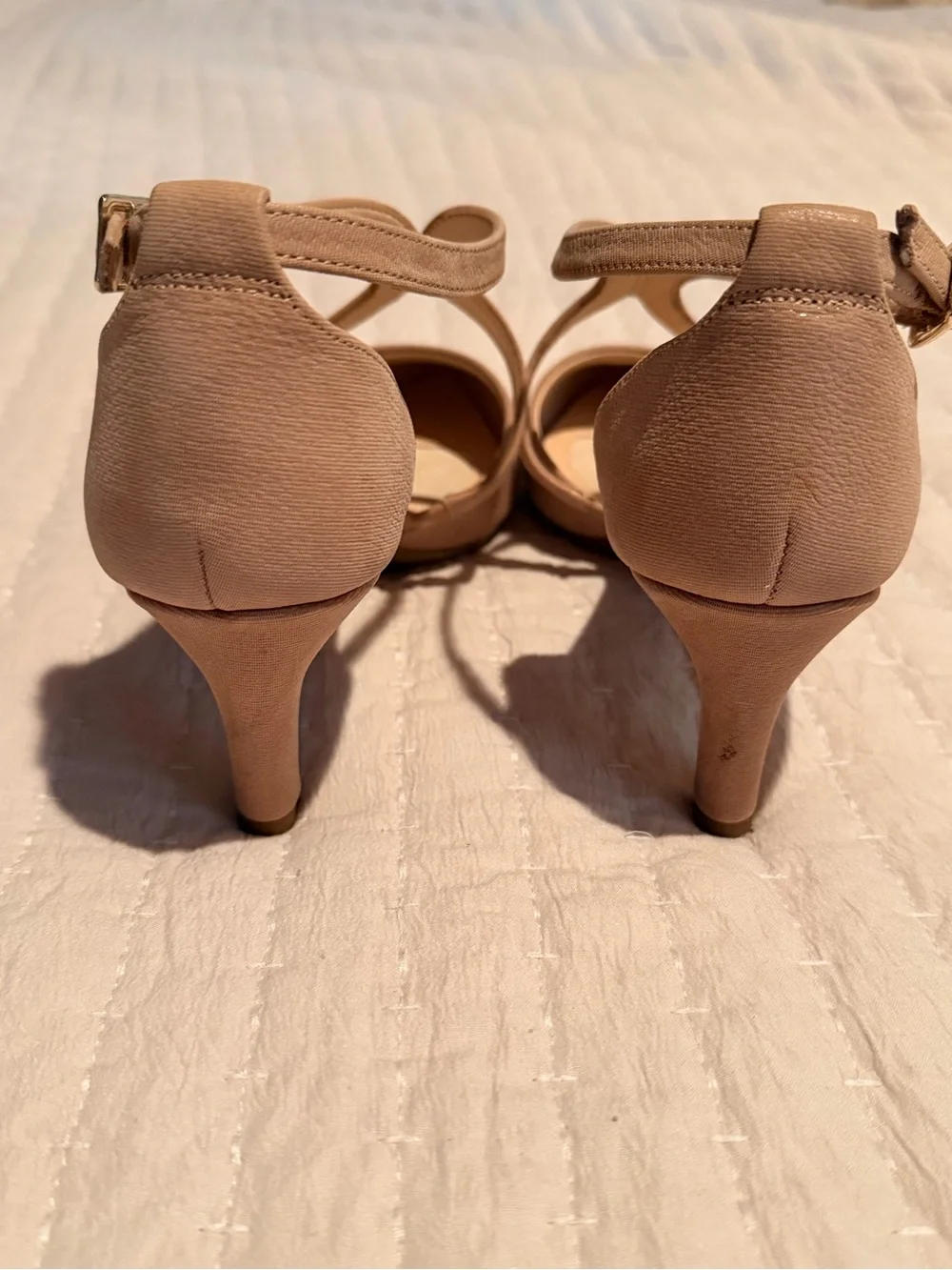 Alex Marie Women's Leather Pointed Toe Strappy Heels - Nude 6